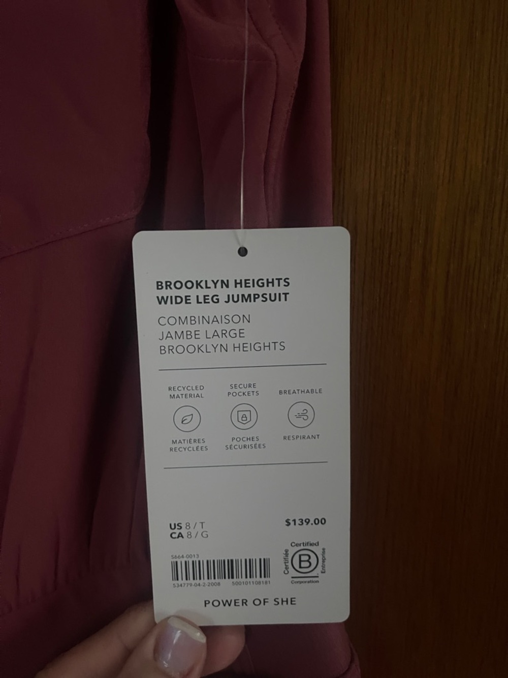 NWT Athleta Brooklyn Heights Wide Leg Jumpsuit in Mauve size 8 Tall - Picture 2 of 12